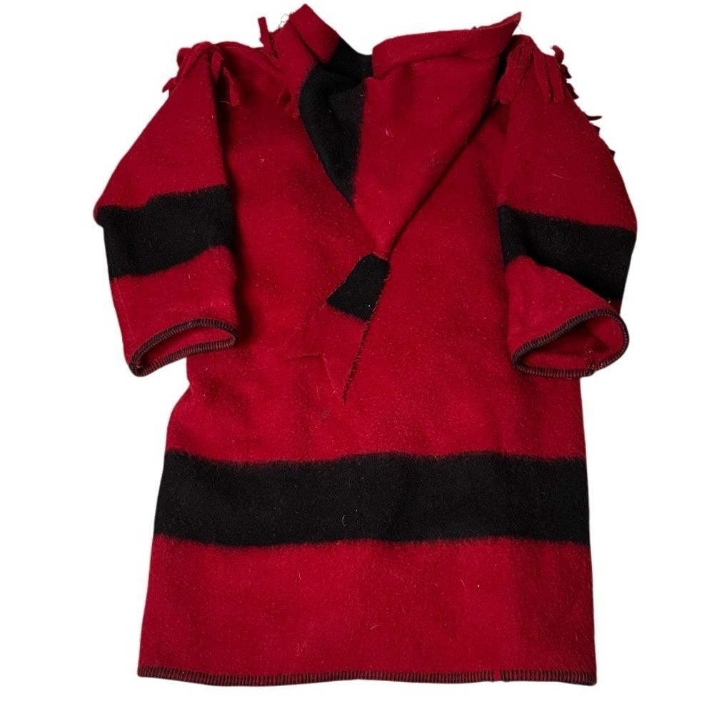 EARLYS WITNEY POINT Red Black Blanket Coat Capote Coat Hood Womens Size Large - Picture 5 of 11
